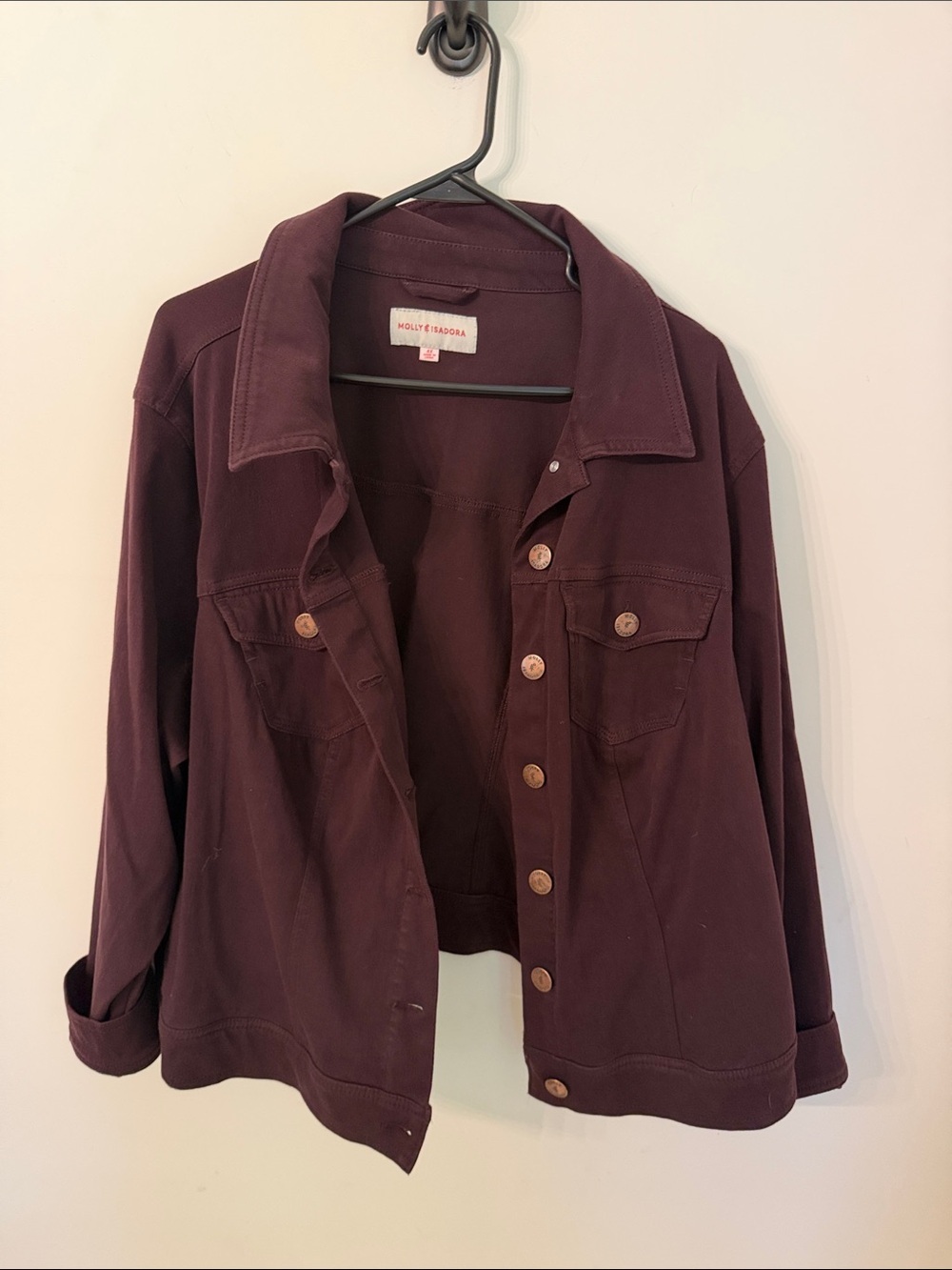 Plum Button-Front Jean Jacket